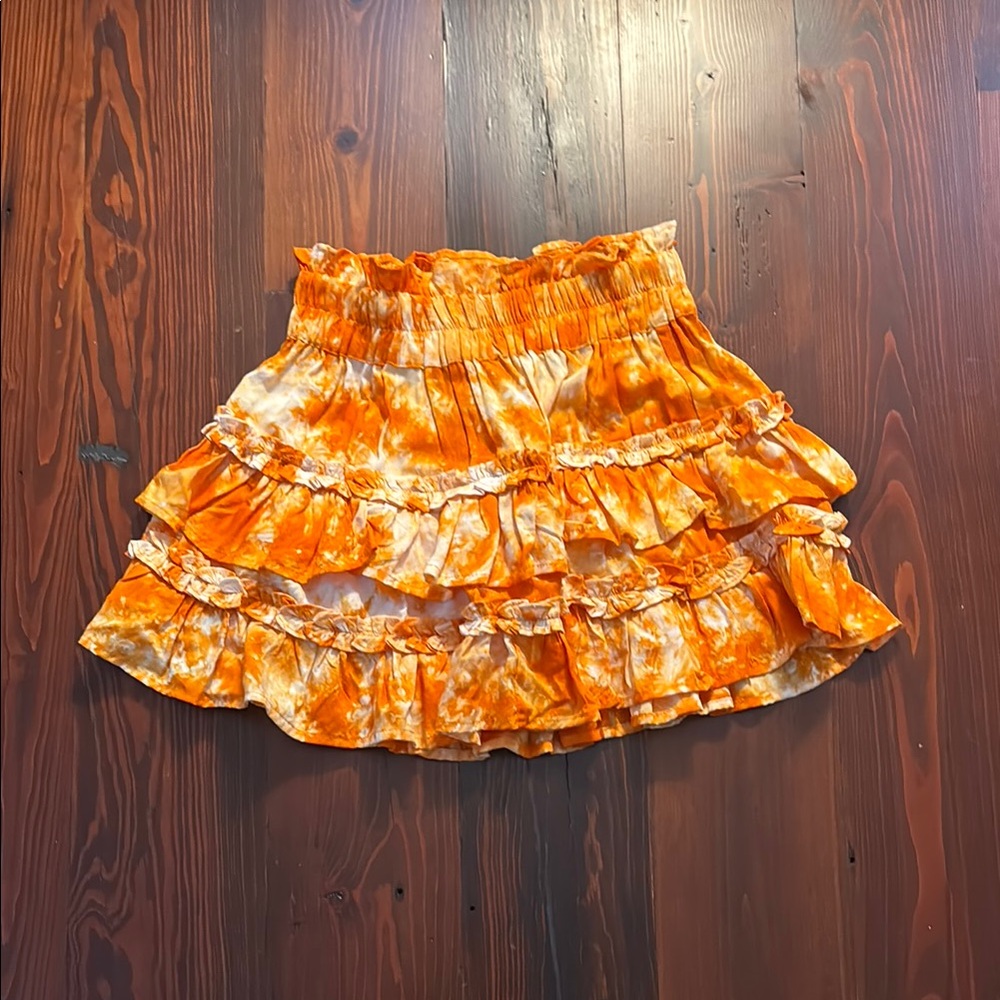 Orange Tie-Dye Ruffle Skirt